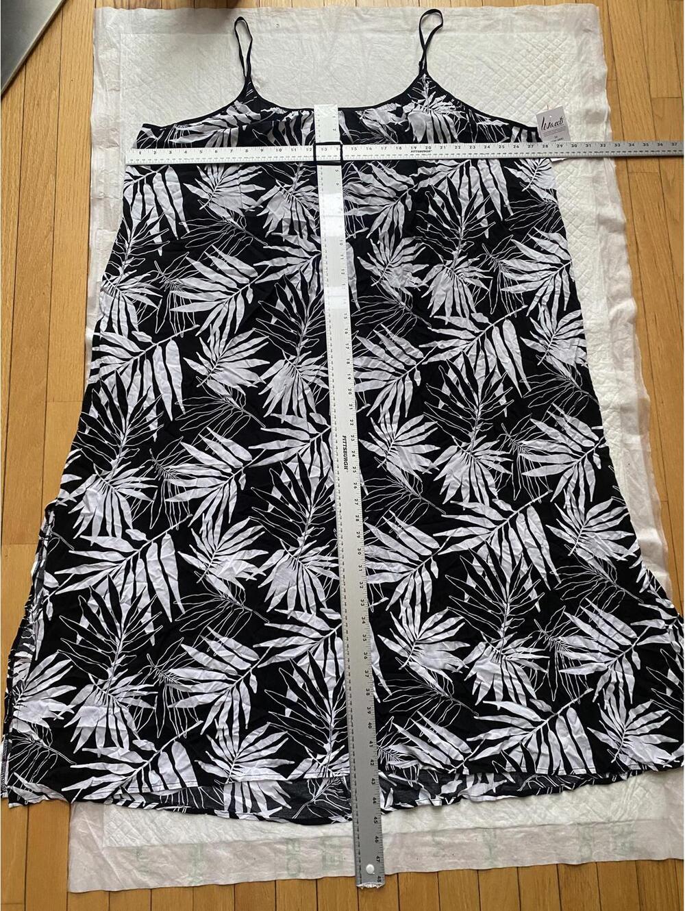 Joyspun Black and White Leaf Print Spaghetti Strap Dress 3X - Picture 11 of 12